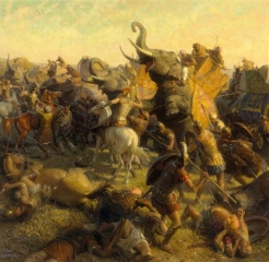 Alexander the Great attacking India.