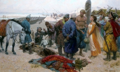 Viking Selling A Slave Girl To A Persian Merchant
