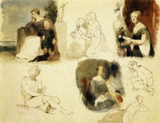 Sheet of figure studies, 1830-1839, Museum of Fine Arts, Boston
