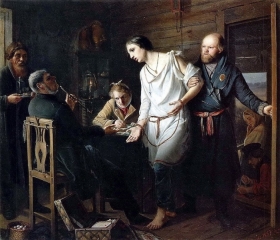 Приезд станового на следствие. 1857. Государственная Третьяковская галерея