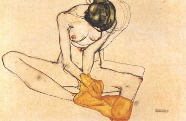 Sitting Female Nude with Yellow Blanket, 1910